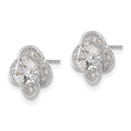 10K White Gold CZ Stud Earrings with Polished Finish and Rhodium Plating