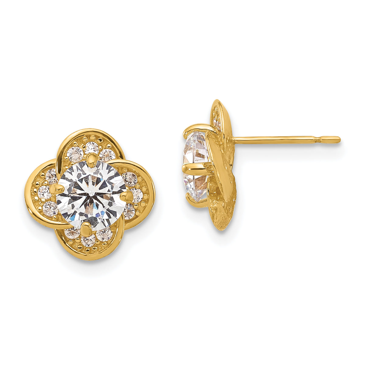 10K Tiara Collection Polished CZ Post Earrings