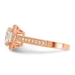 10K Tiara Collection Rose Gold Polished CZ Ring