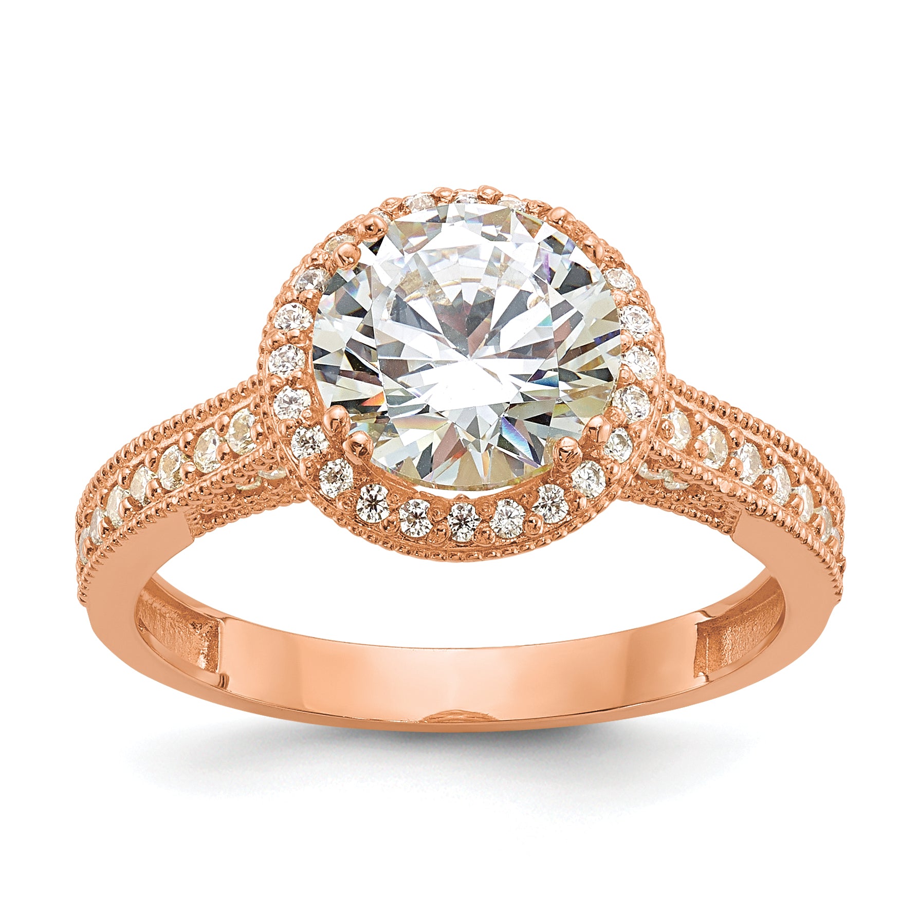 10K Tiara Collection Rose Gold Polished CZ Ring Main image