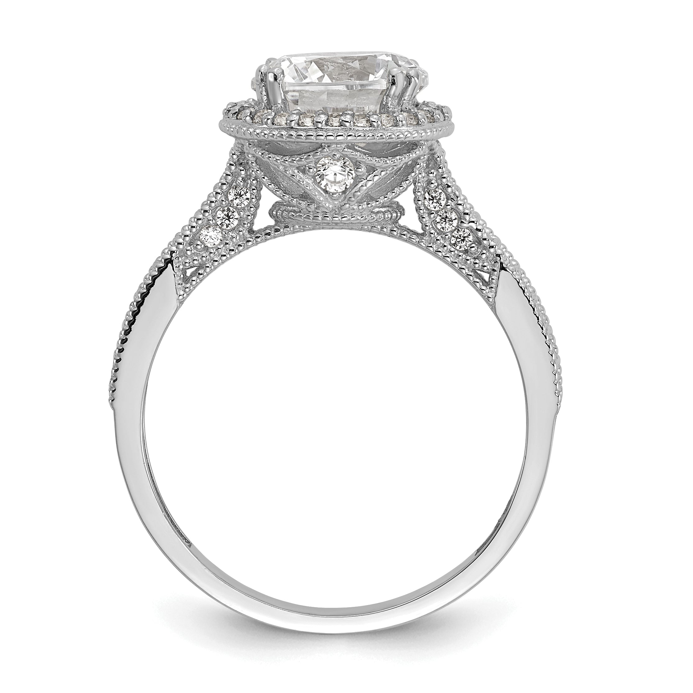 10K Tiara Collection White Gold Polished CZ Ring Secondary image