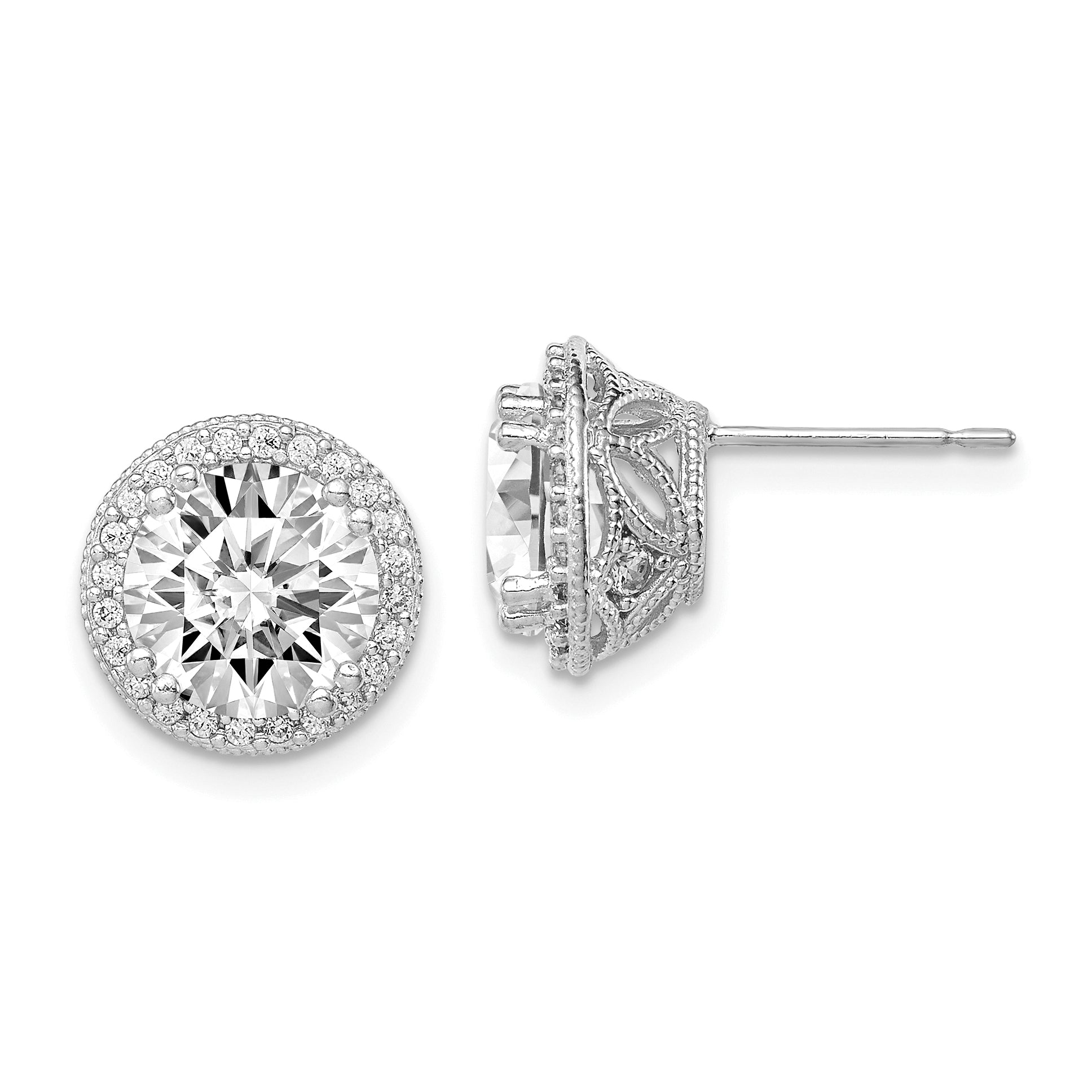 10K Tiara Collection White Gold Polished CZ Post Earrings Main image