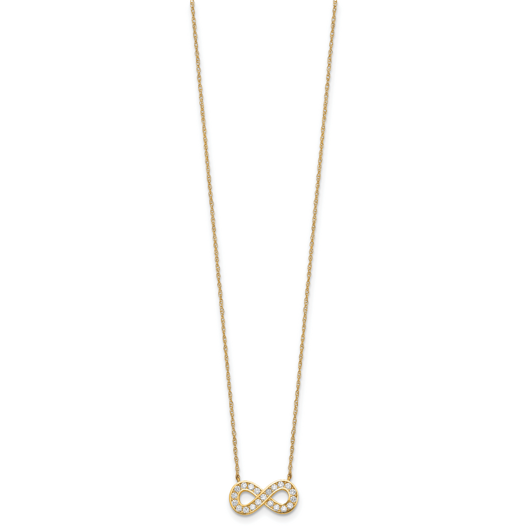10K 18inch Polished CZ Infinity Necklace