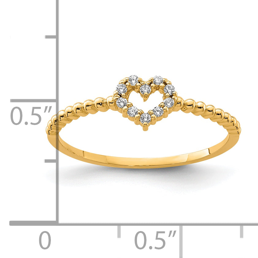 10K Heart CZ Ring