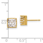 10k Tiara Collection 7mm Polished Square CZ Earrings