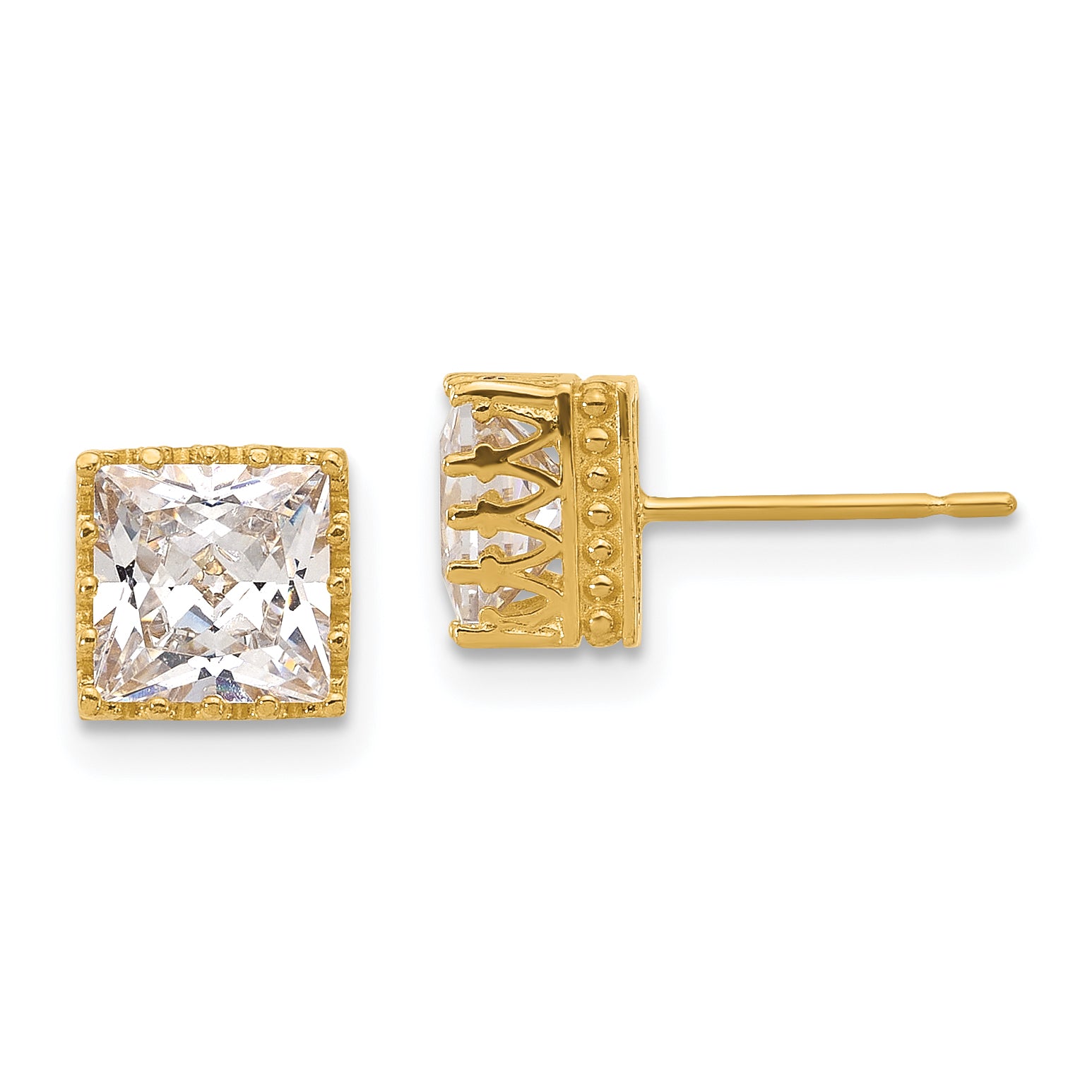 10k Tiara Collection 7mm Polished Square CZ Earrings Main image