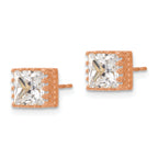 10k Tiara Collection 7mm Rose Gold Polished Square CZ Earrings