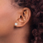 10k Tiara Collection 7mm Rose Gold Polished Square CZ Earrings