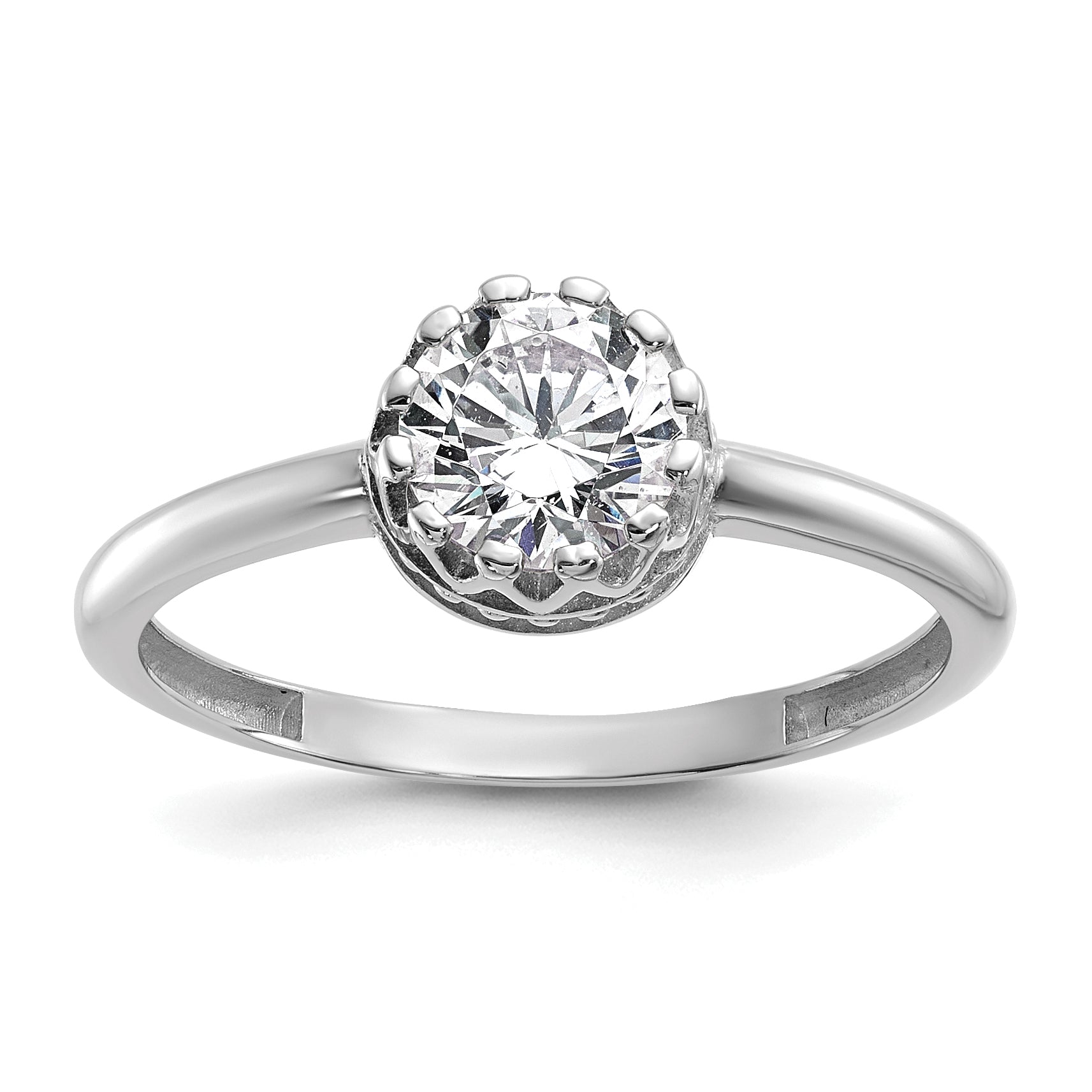 10k Tiara Collection White Gold Polished CZ Ring Main image