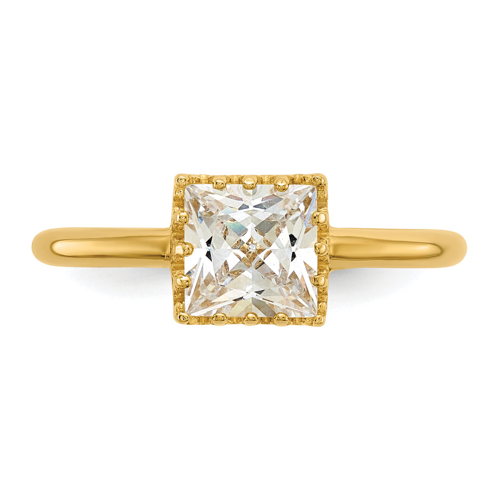 10k Tiara Collection Polished Square CZ Ring