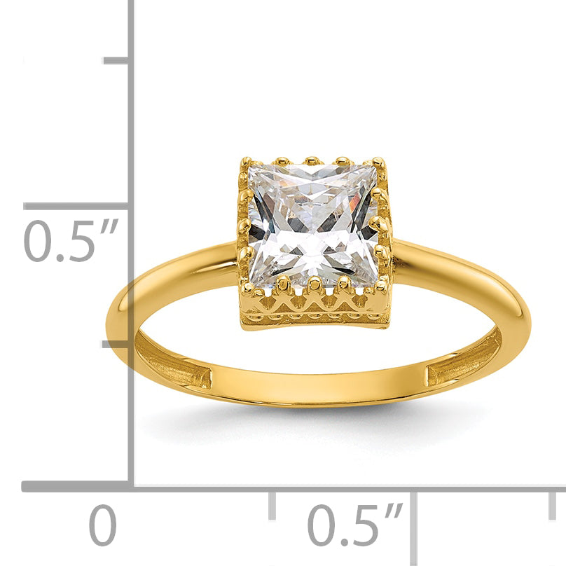 10k Tiara Collection Polished Square CZ Ring