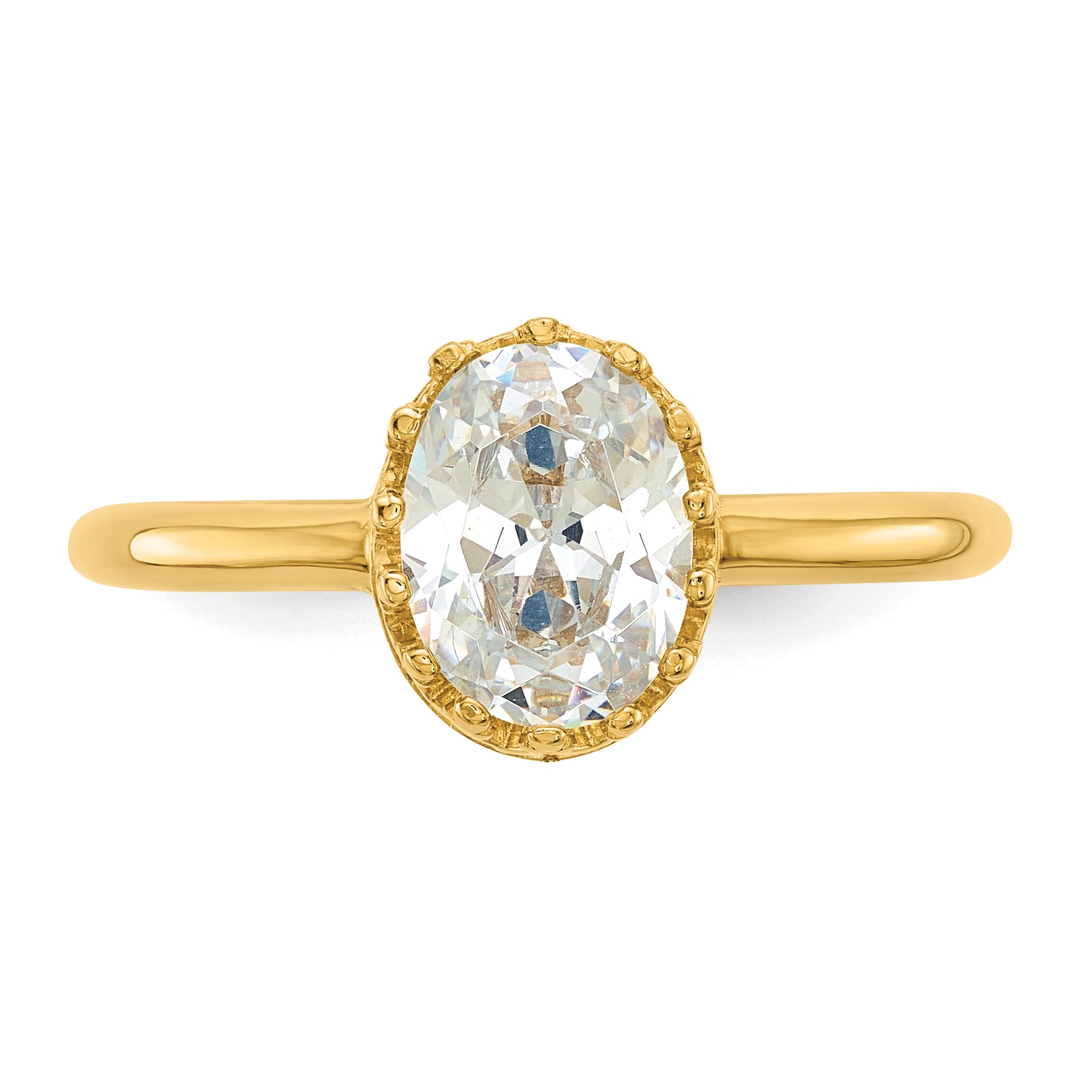 10k Tiara Collection Polished Oval CZ Ring