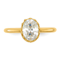 10k Tiara Collection Polished Oval CZ Ring