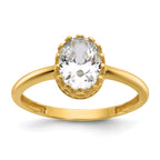 10k Tiara Collection Polished Oval CZ Ring