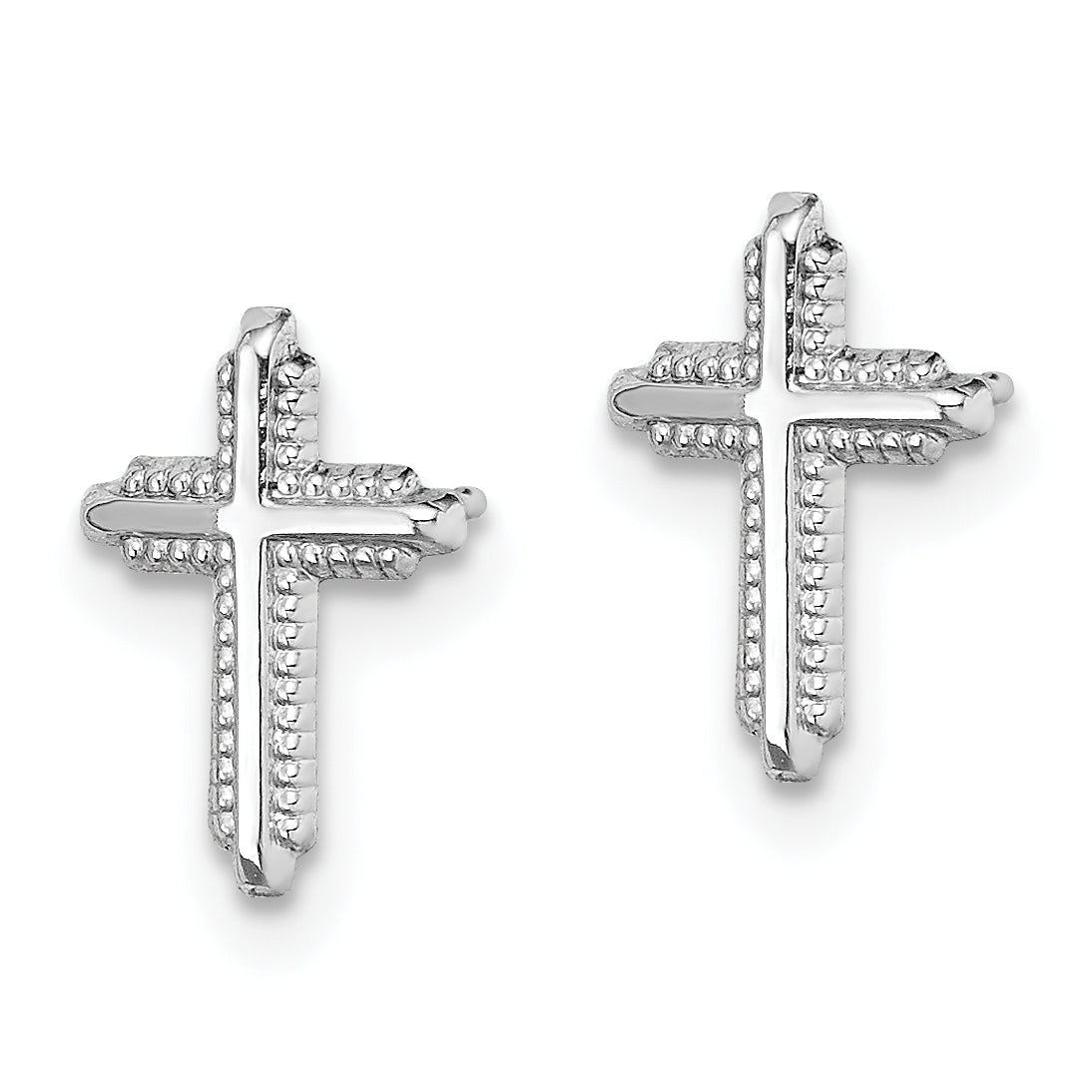 10K White Gold Cross Earrings with Polished Finish for Women Secondary image
