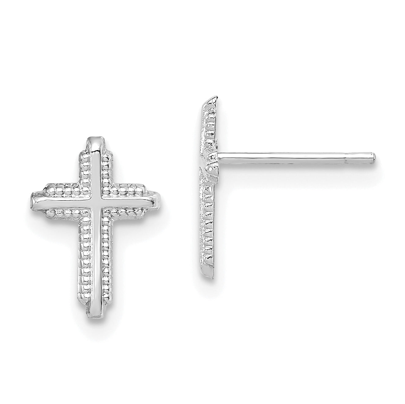 10K White Gold Polished Cross Post Earrings Main image