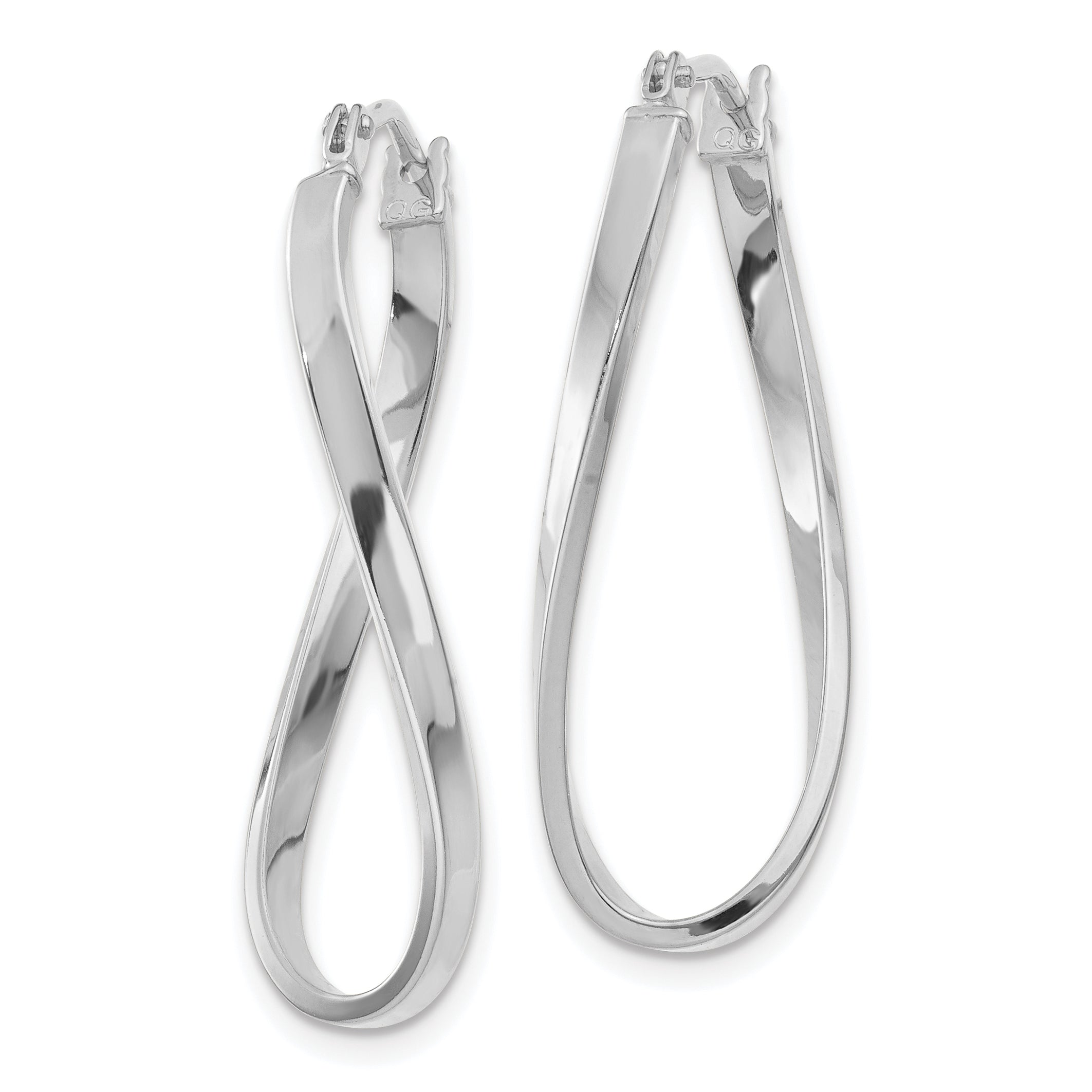 10K White Gold Twisted Hoop Earrings with Polished Finish Elegant and Lightweight Secondary image