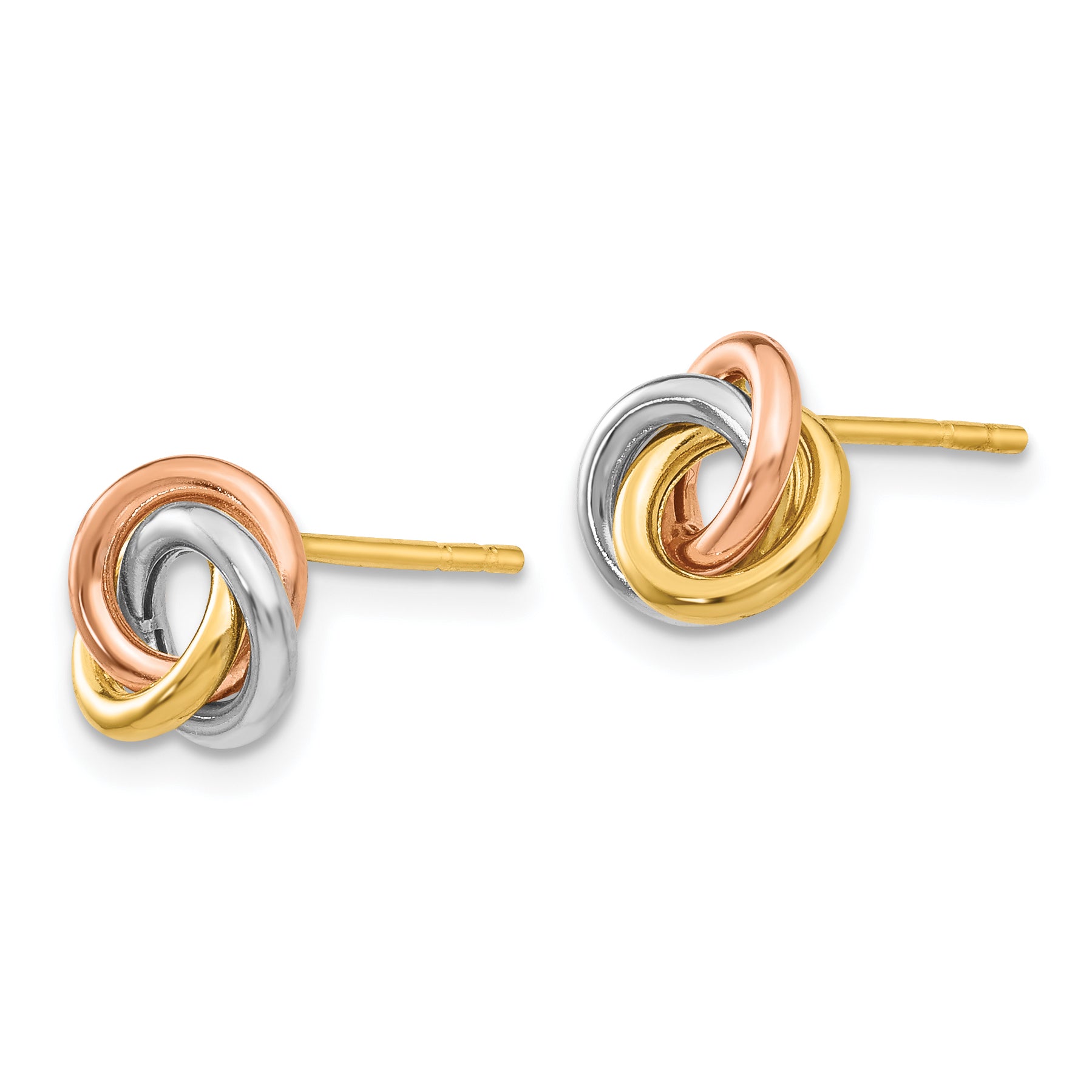 10k Tri-color Twisted Knot Post Earrings