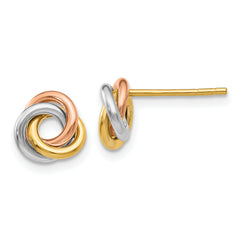 10k Tri-color Twisted Knot Post Earrings