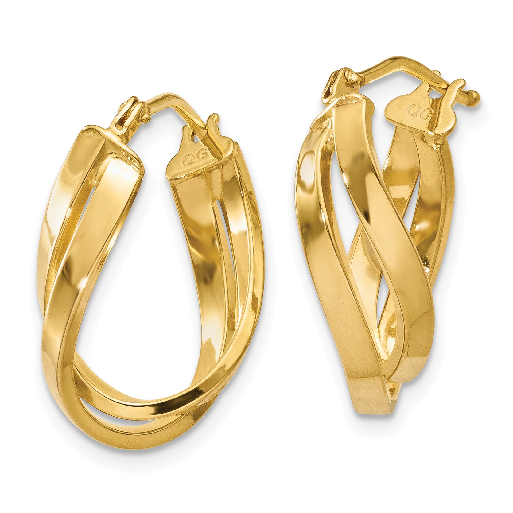 10K Gold Twisted Hoop Earrings for Women Polished Finish, Hollow Design Secondary image