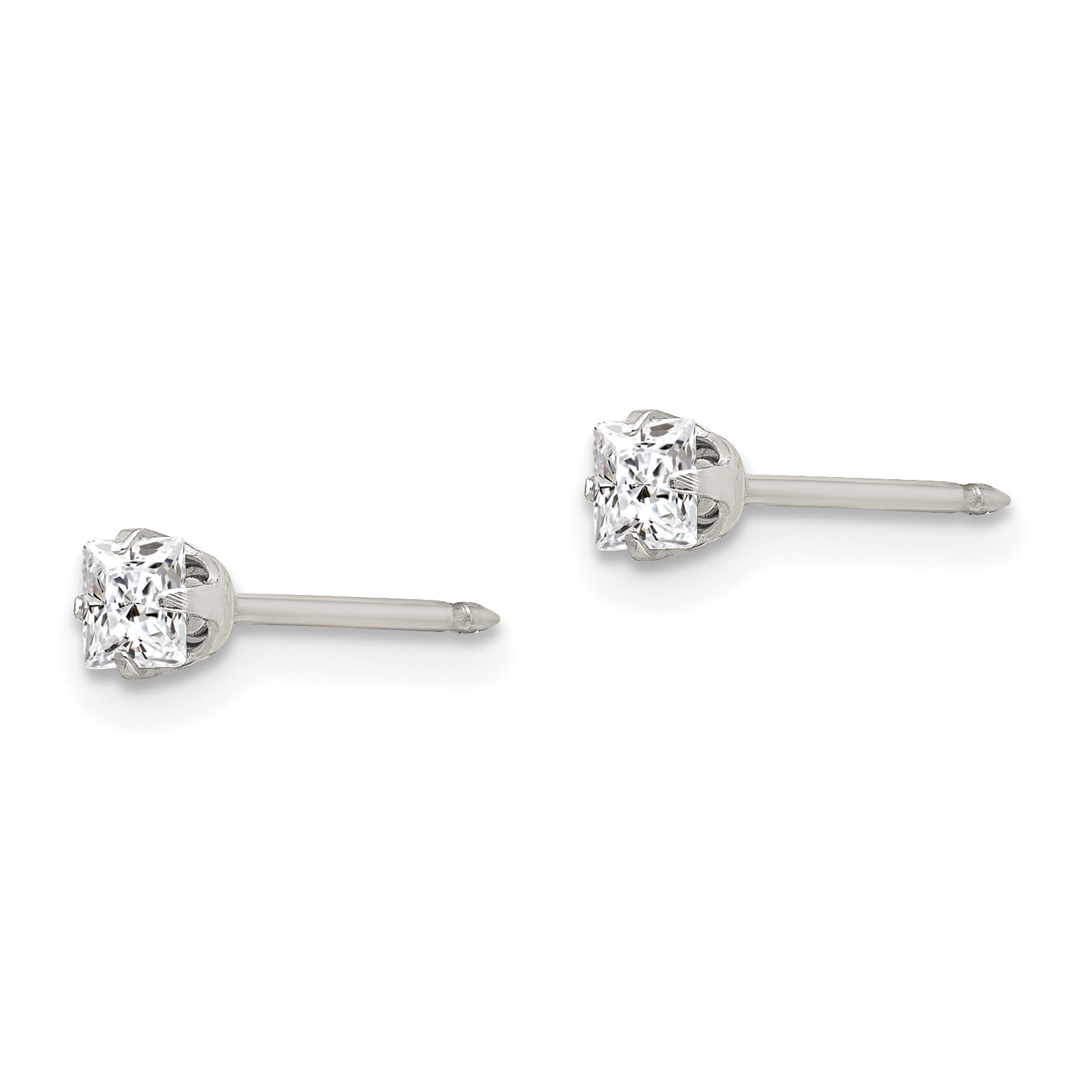 Inverness Stainless Steel CZ Stud Earrings 3mm Elegant Solid Design Secondary image