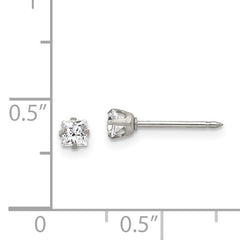 Inverness Stainless Steel 3mm Square CZ Post Earrings