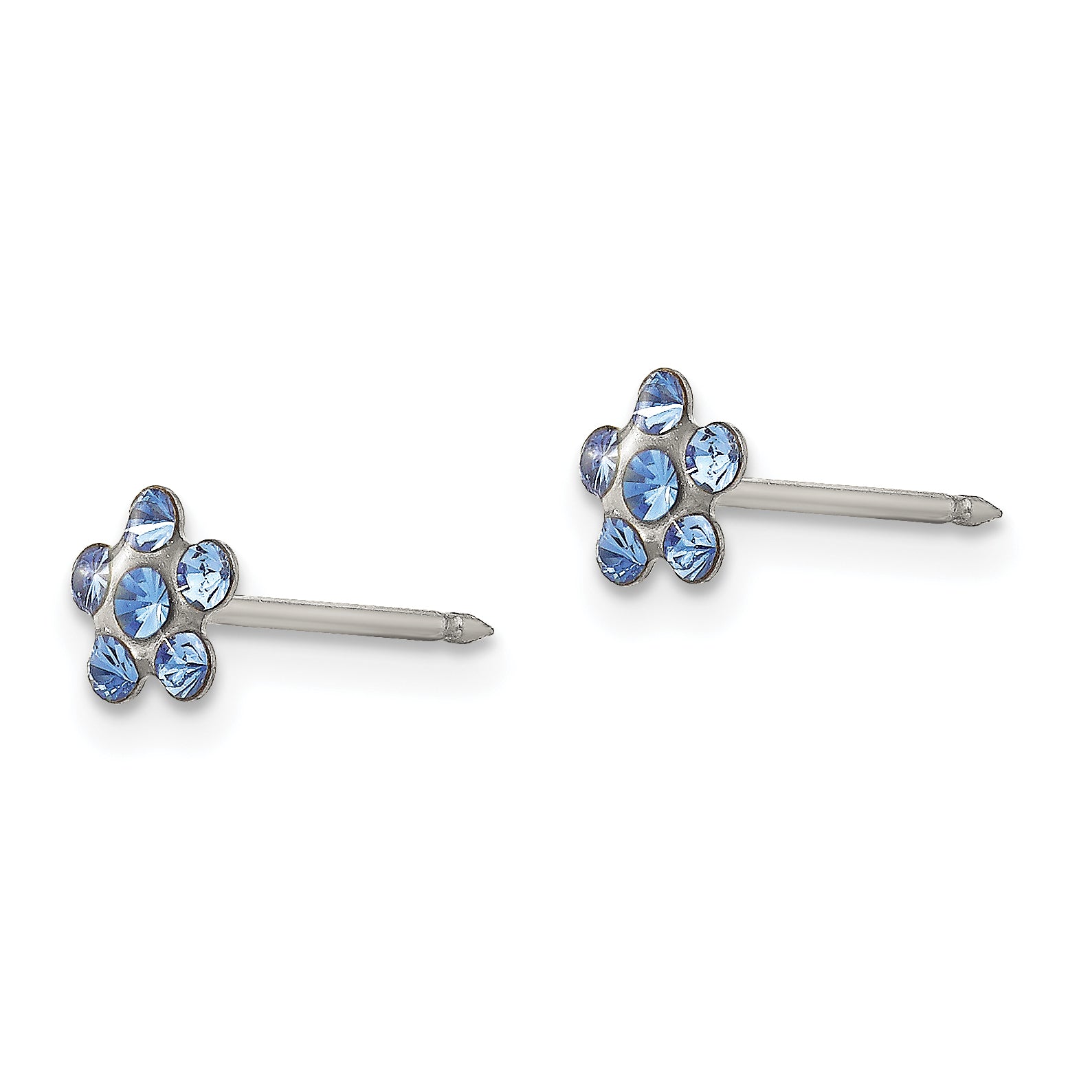 Inverness Women's Stainless Steel Blue Crystal Post Earrings  Elegant 5mm Button Design