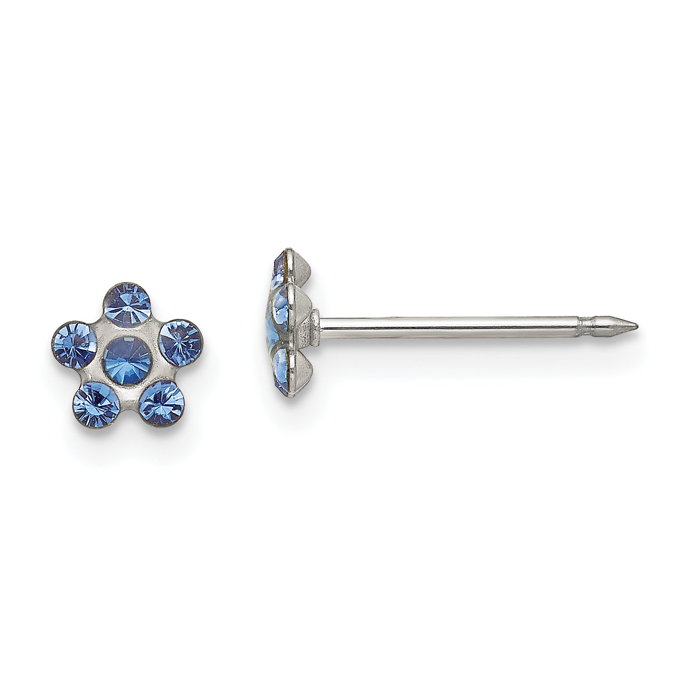 Inverness Stainless Steel Blue Crystal Post Earrings
