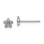Inverness Stainless Steel Clear & Blue Crystal Post Flower Earrings