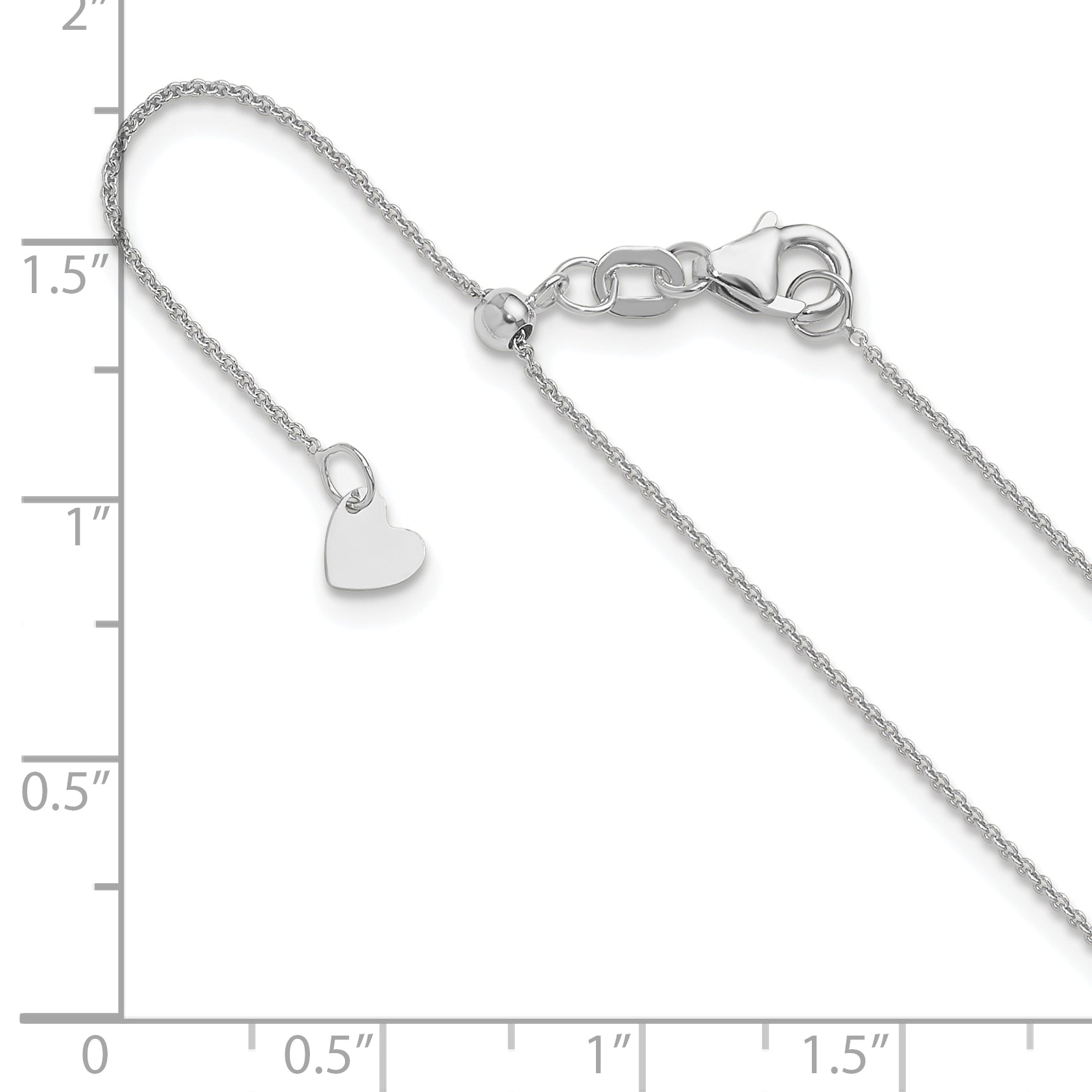 14K White Gold Adjustable .7mm Round Cable Chain