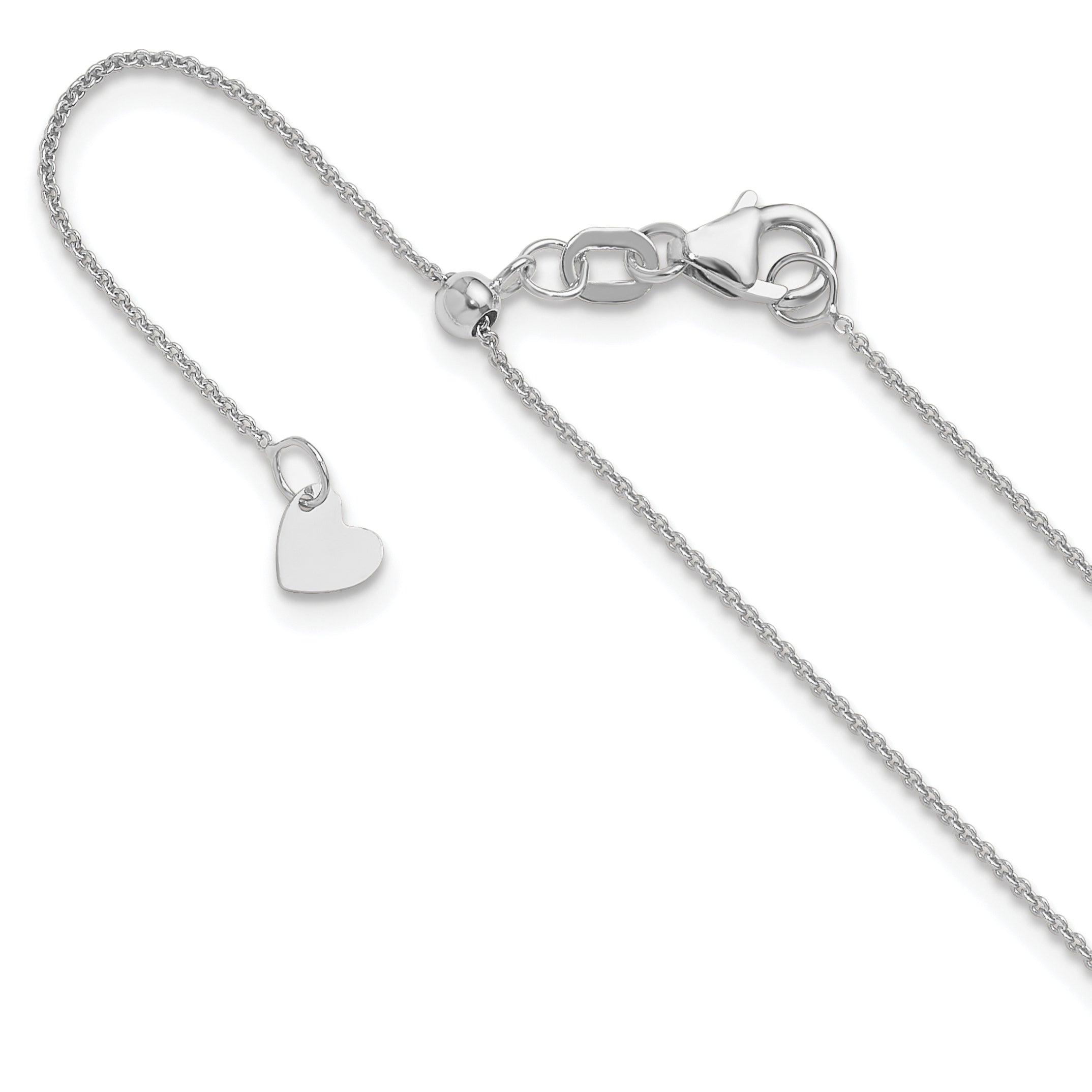 14K White Gold Adjustable .7mm Round Cable Chain