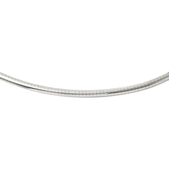 14K White Gold Omega Necklace with Rhodium Plating and Lifetime Guarantee - 16