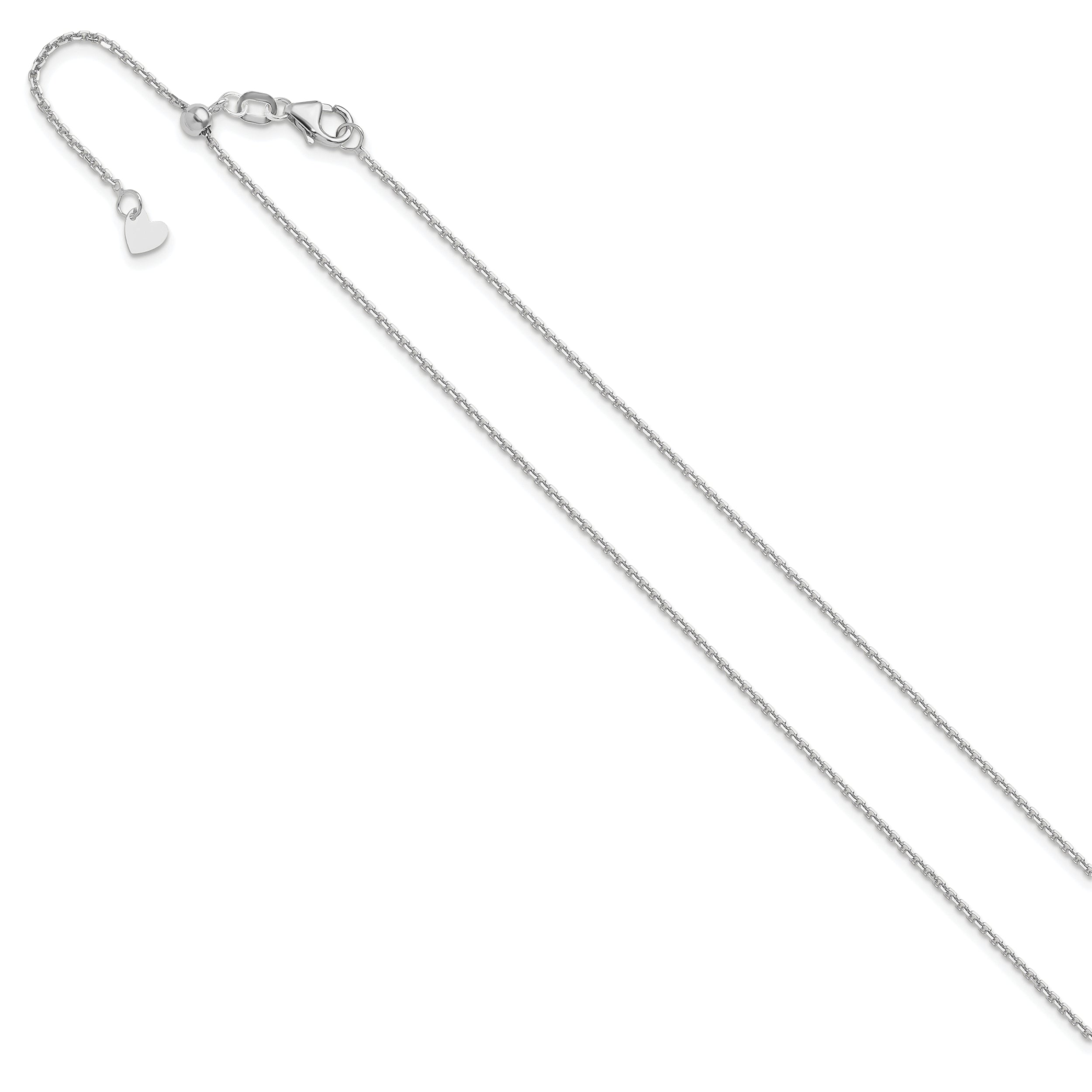 14K White Gold Adjustable  1.25mm D/C Cable Chain