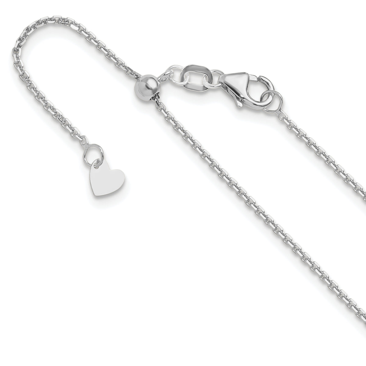 14K White Gold Adjustable  1.25mm D/C Cable Chain