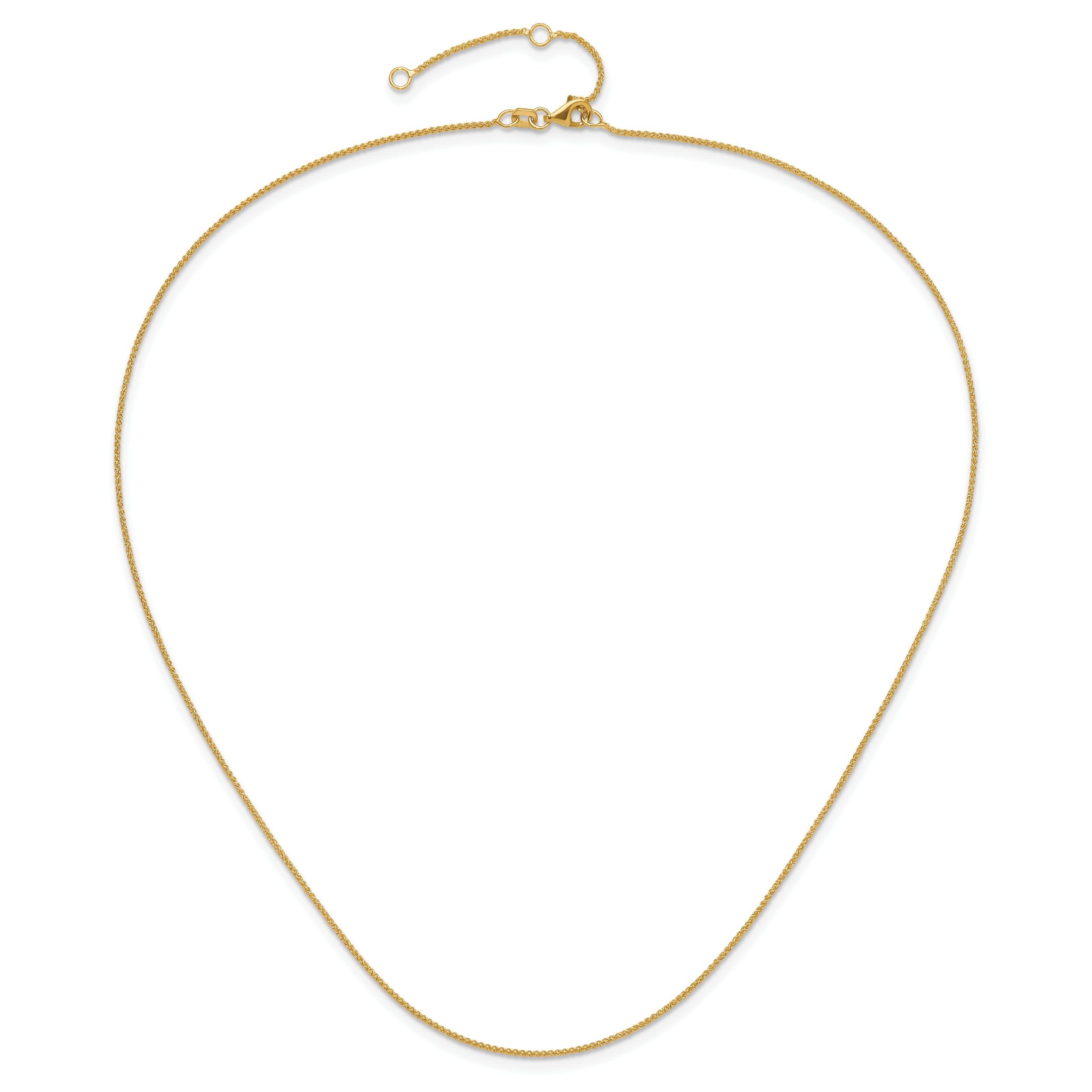 14K 1mm Spiga (Wheat) 1in+1in Adjustable Chain