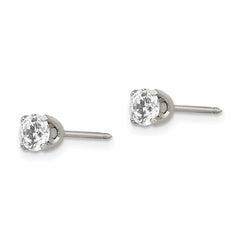 Inverness Stainless Steel Polished 5mm CZ Post Earrings