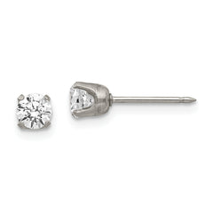 Inverness Stainless Steel Polished 5mm CZ Post Earrings