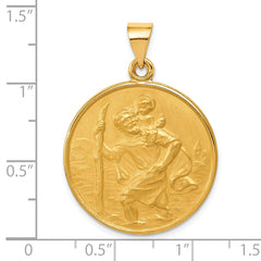 18K Gold Saint Christopher Medal Pendant with Polished Satin Finish