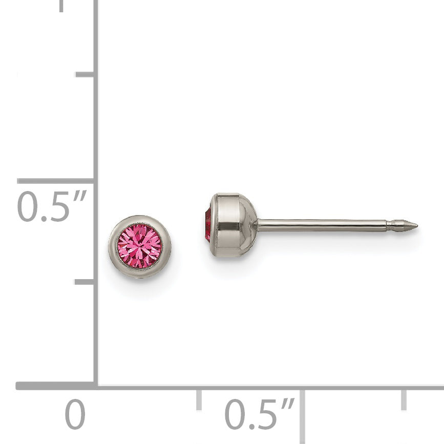 Inverness Titanium 4mm Rose Crystal Bezel Earrings