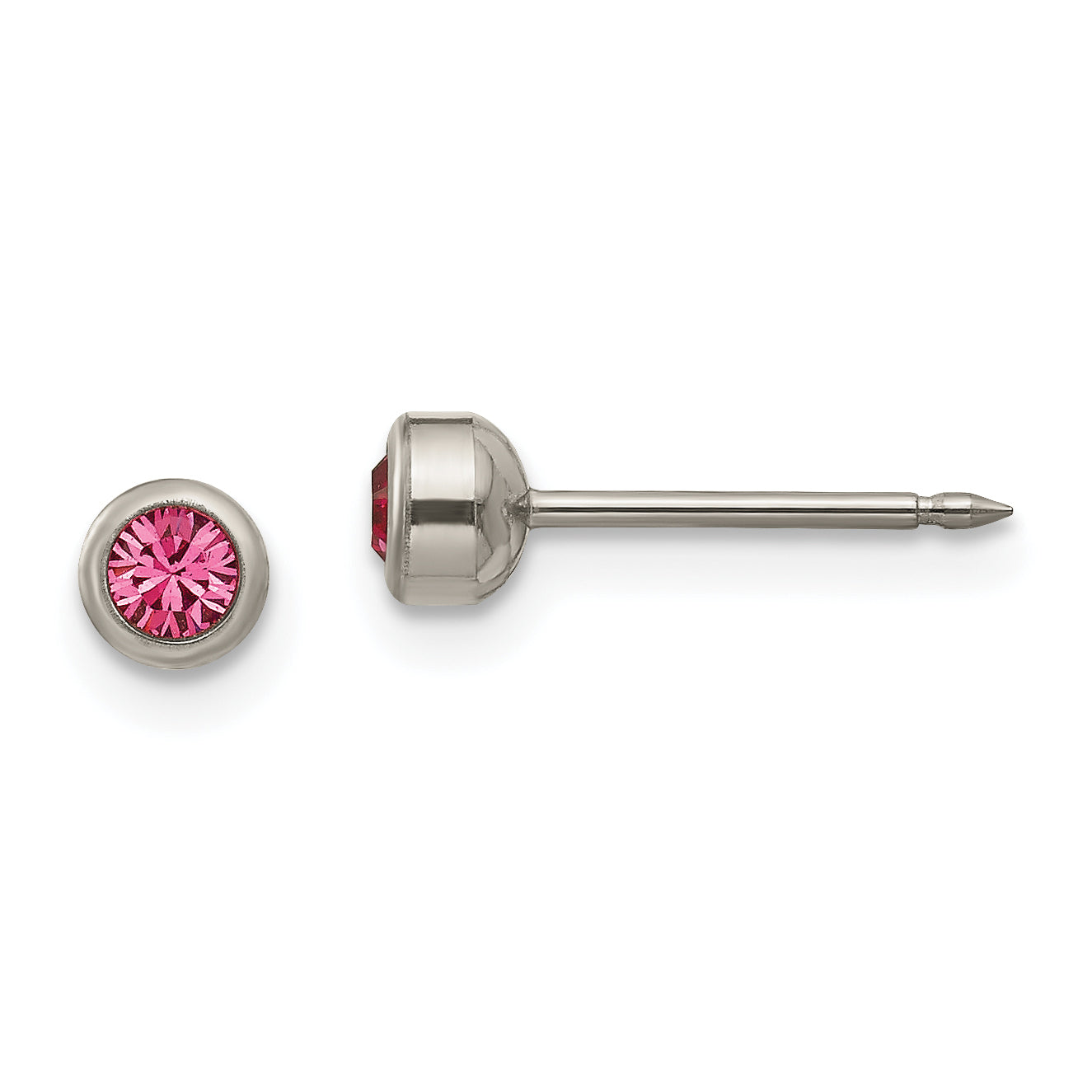 Inverness Titanium 4mm Rose Crystal Bezel Earrings