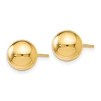 14K Gold Polished 8mm Ball Earrings with Post Back  Elegant & Lightweight Design