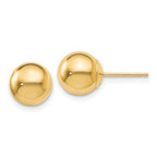14K Polished 8mm Ball Post Earrings
