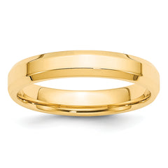 10k Yellow Gold 4mm Beveled Edge Comfort Fit Wedding Band Size 14