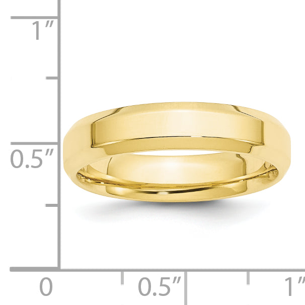 10k Yellow Gold 5mm Beveled Edge Comfort Fit Wedding Band Size 4