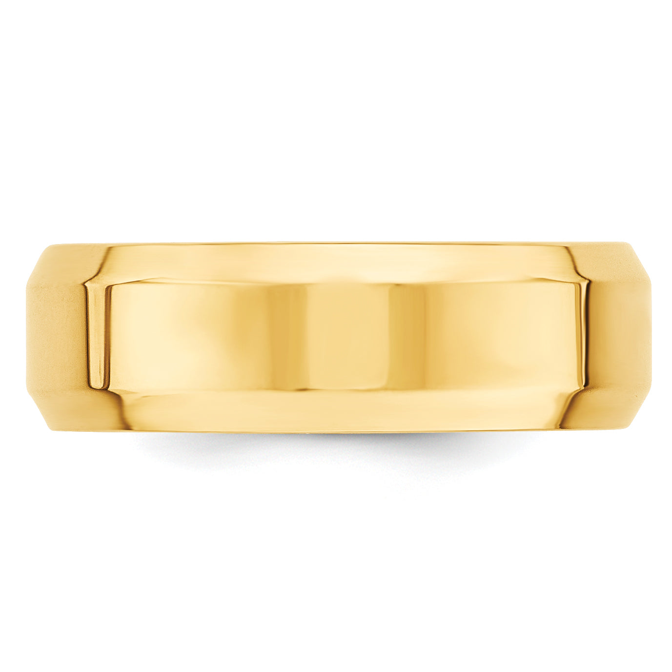 10k Yellow Gold 7mm Beveled Edge Comfort Fit Wedding Band Size 4