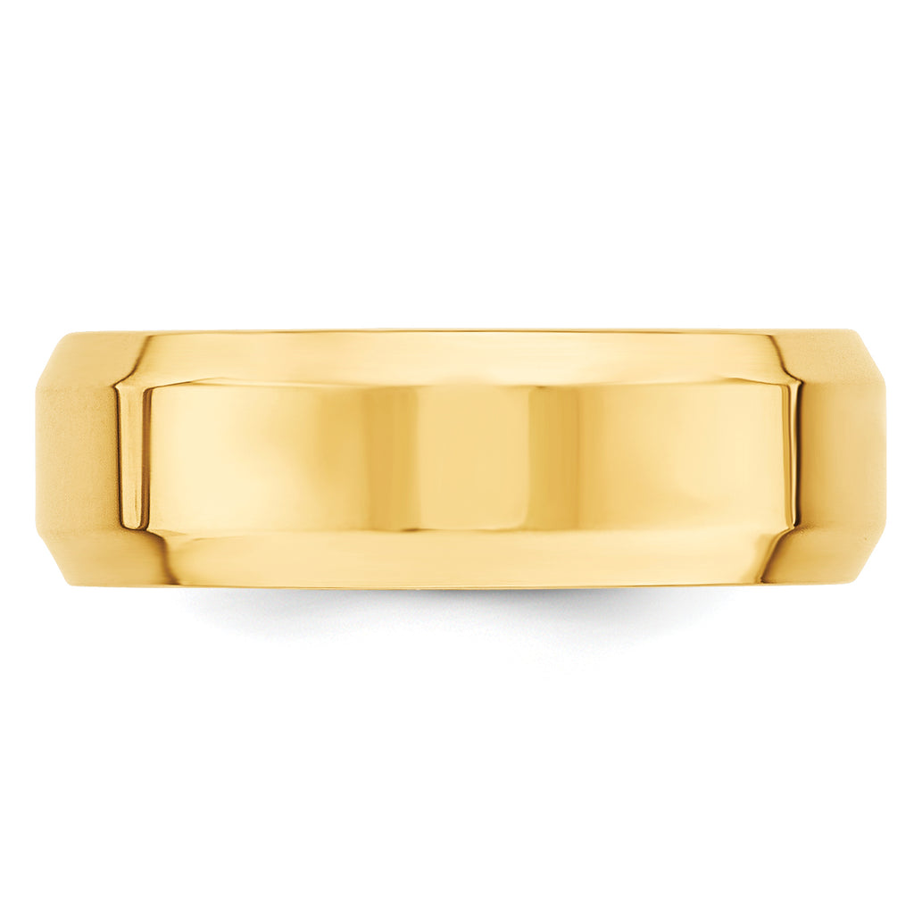 10k Yellow Gold 7mm Beveled Edge Comfort Fit Wedding Band Size 4
