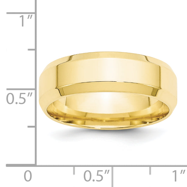 10k Yellow Gold 7mm Beveled Edge Comfort Fit Wedding Band Size 4
