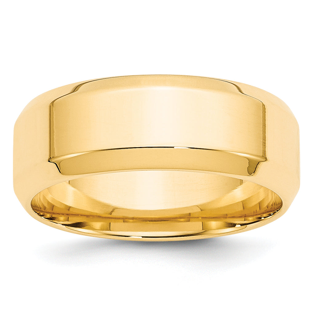 10k Yellow Gold 8mm Beveled Edge Comfort Fit Wedding Band Size 14