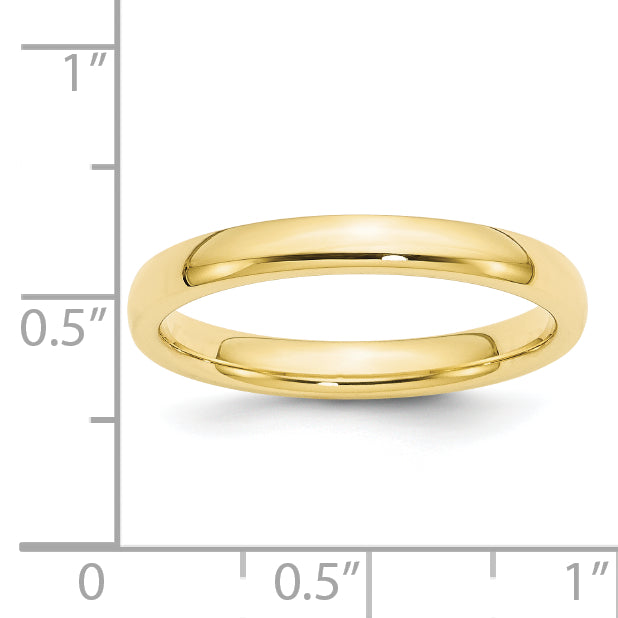 10k Yellow Gold 3mm Standard Weight Comfort Fit Wedding Band Size 4