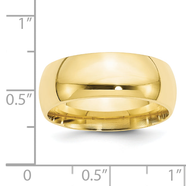 10k Yellow Gold 8mm Standard Weight Comfort Fit Wedding Band Size 4